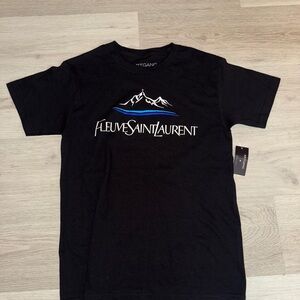 Black Short Sleeve Tee with Mountain Graphic